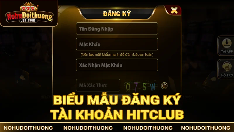 Biểu mẫu đăng ký tài khoản Hit đơn giản, dễ thao tác