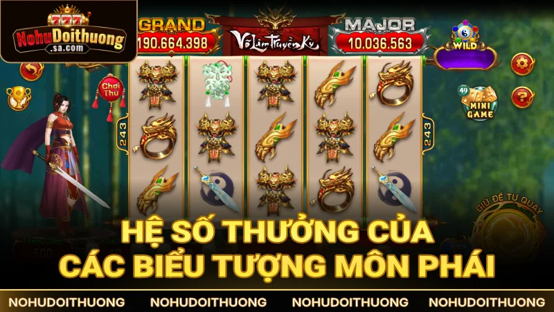 Hệ số thưởng của các biểu tượng môn phái trong game