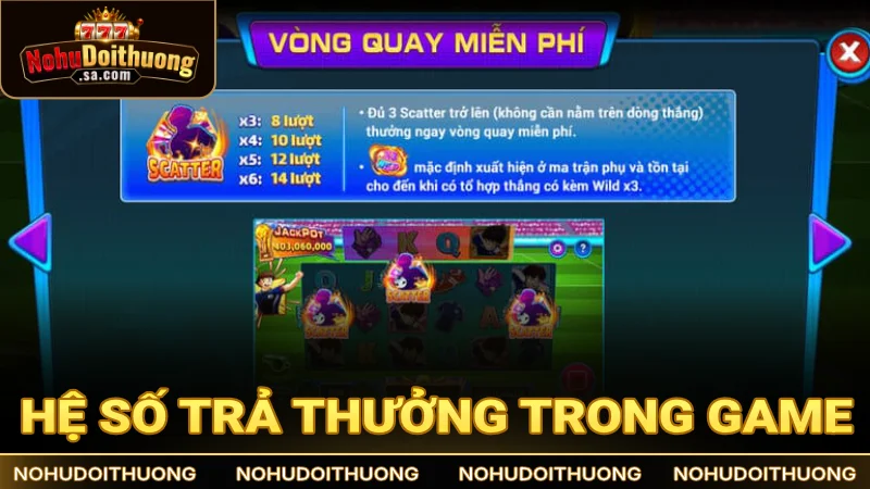 Hệ số trả thưởng trong game vô cùng hấp dẫn